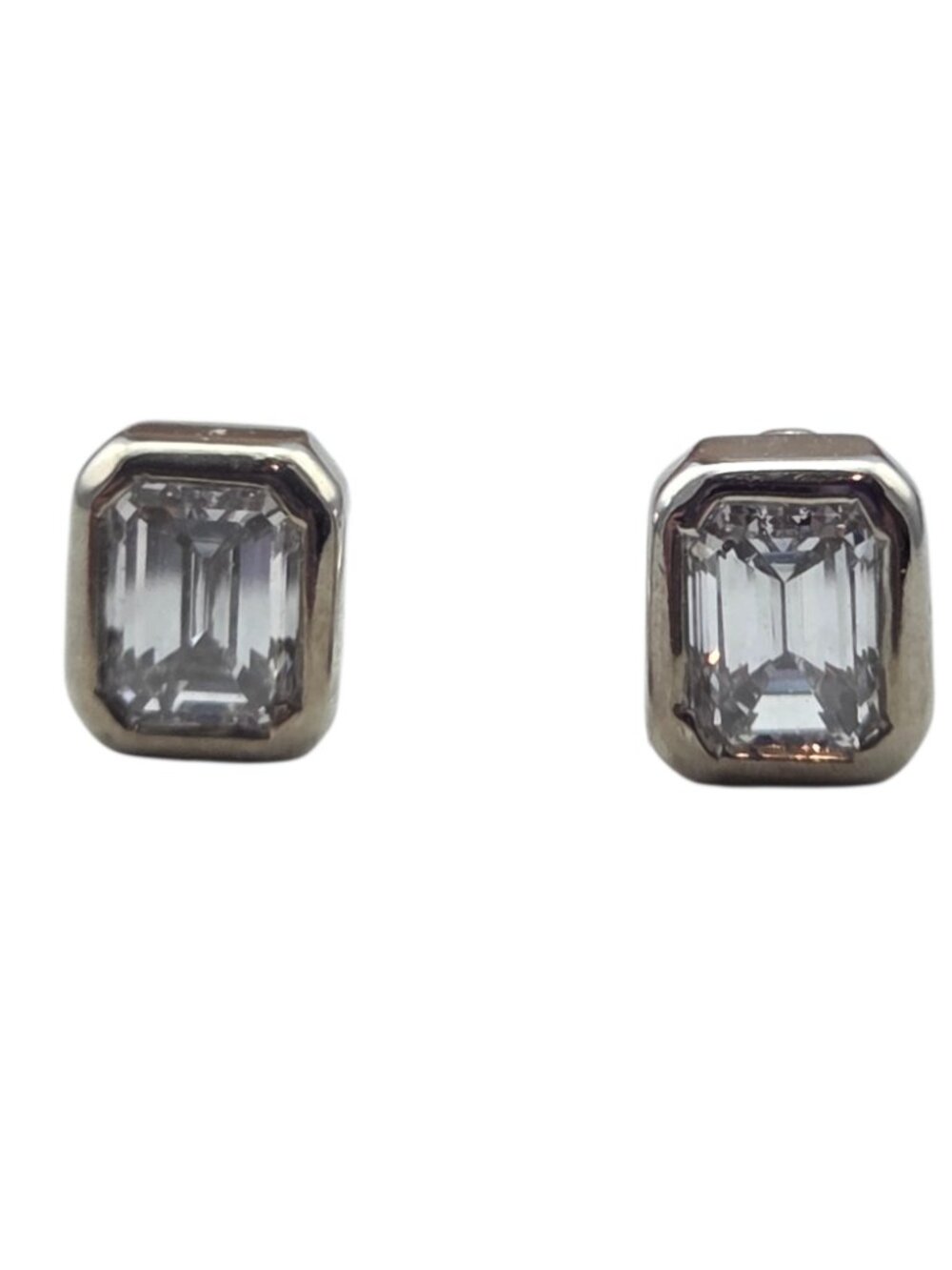 Roberto Coin 18K White Gold Emerald Cut Diamond Earrings #24715